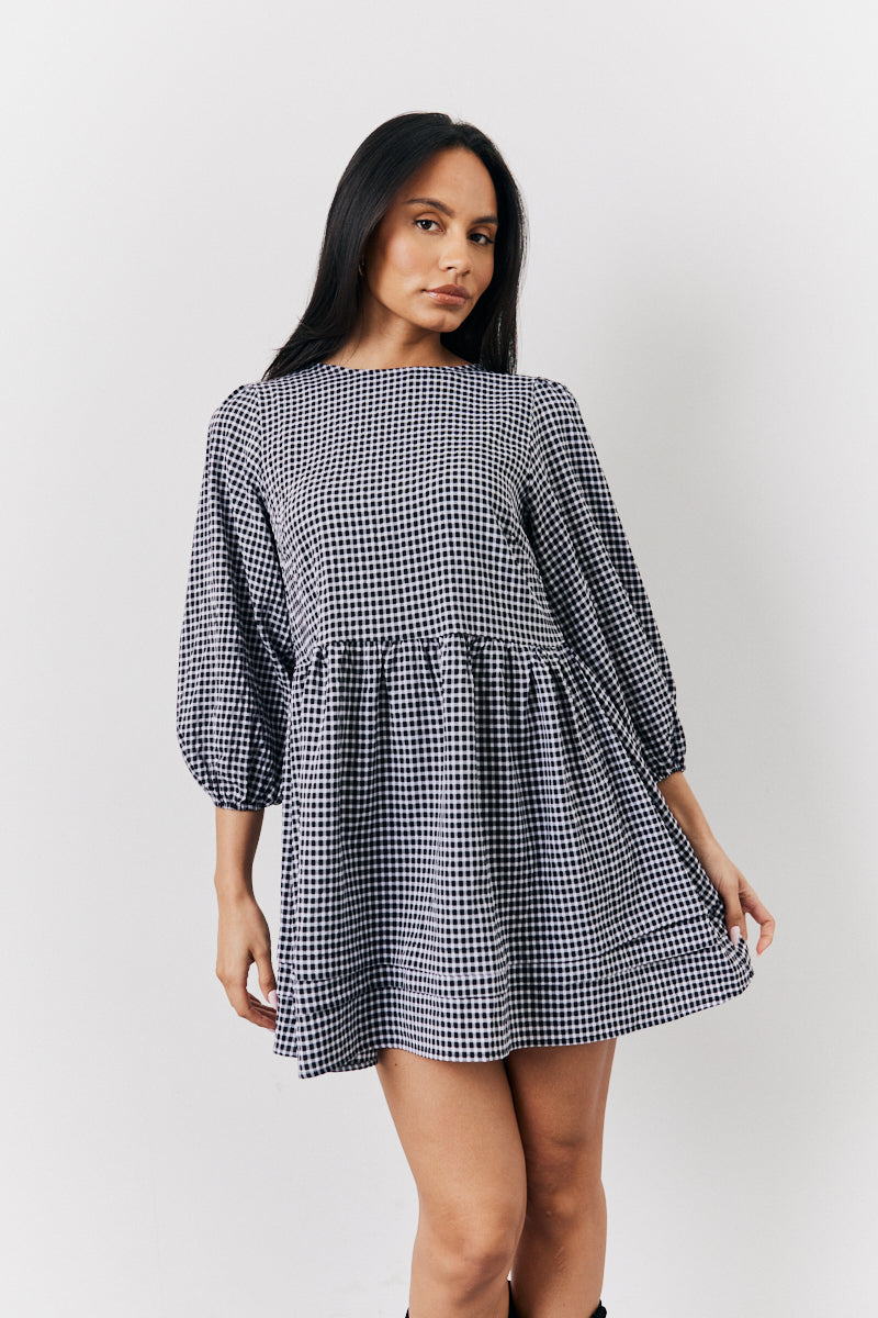 Black Gingham Mini Smock Dress InTheStyle Black Gingham Mini Smock Dress InTheStyle