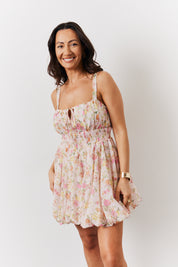 Floral Milkmaid Bubble Hem Mini Dress