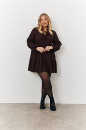 Textured Tie Front Detail Smock Dress