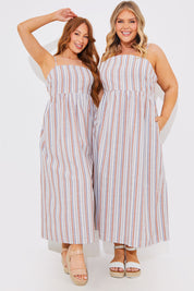 Bandeau Striped Midaxi Dress