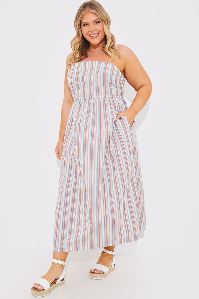 Bandeau Striped Midaxi Dress