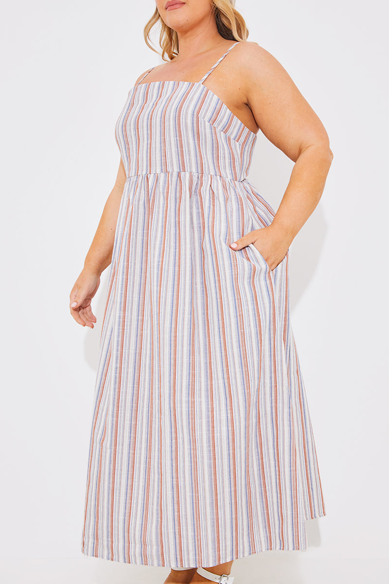 Bandeau Striped Midaxi Dress