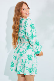 Printed Broderie Trim Mini Skater Dress