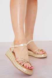 Metallic Knot Front Wedges
