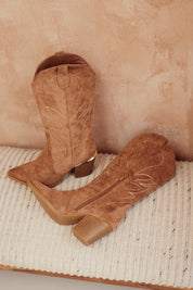 Faux Suede Embroidered Cowboy Boot