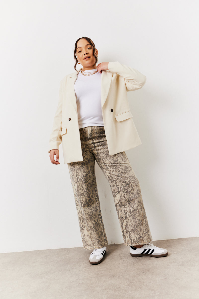 Snake Print Straight Leg Jeans