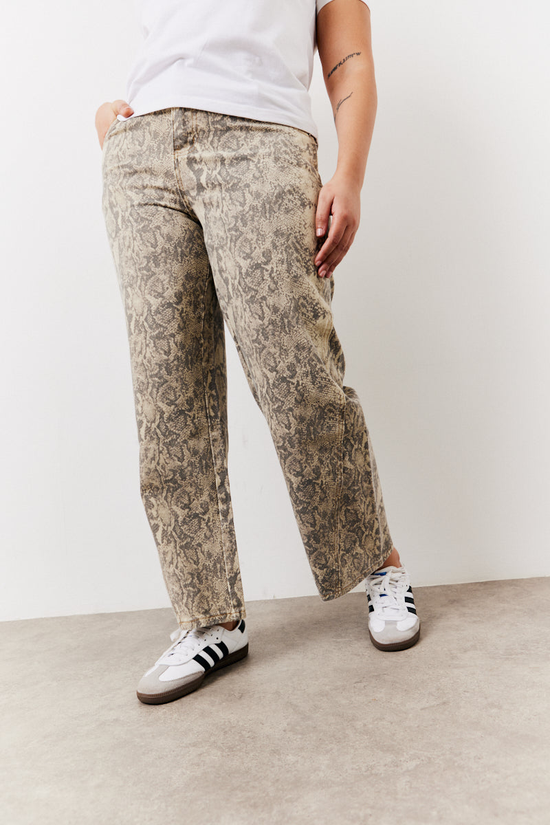 Snake Print Straight Leg Jeans