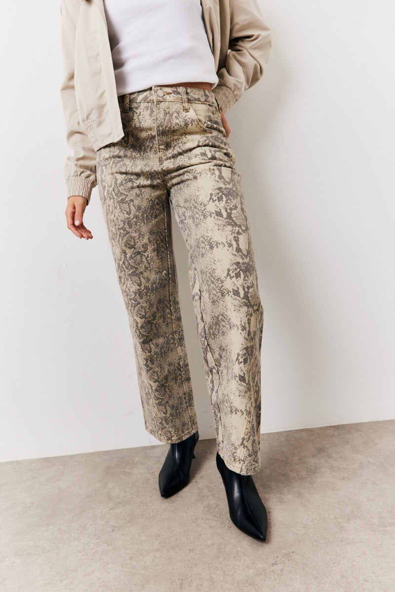 Snake Print Straight Leg Jeans