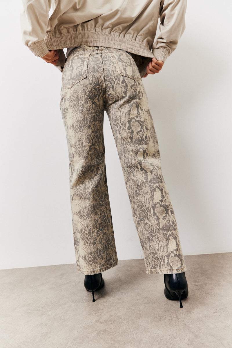 Snake Print Straight Leg Jeans