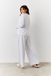 White Bow Print Long Sleeve Top and Trouser Pj Set