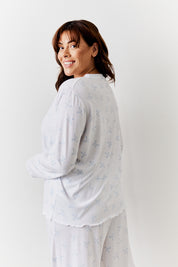 White Bow Print Long Sleeve Top and Trouser Pj Set