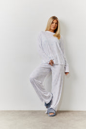 White Bow Print Long Sleeve Top and Trouser Pj Set