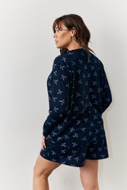 Bow Print Long Sleeve and Short Set