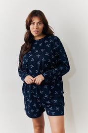 Bow Print Long Sleeve and Short Set