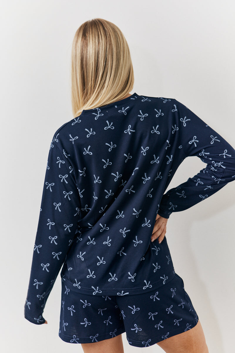Bow Print Long Sleeve and Short Set