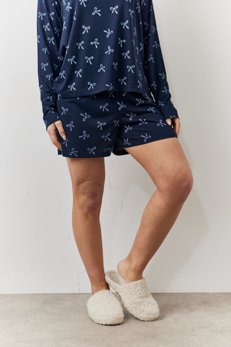 Bow Print Long Sleeve and Short Set