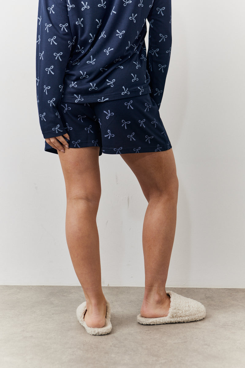 Bow Print Long Sleeve and Short Set