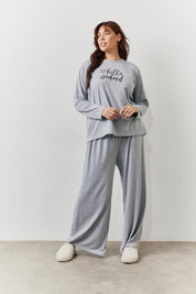 Long Sleeve Top and Trouser Slogan Pj Set