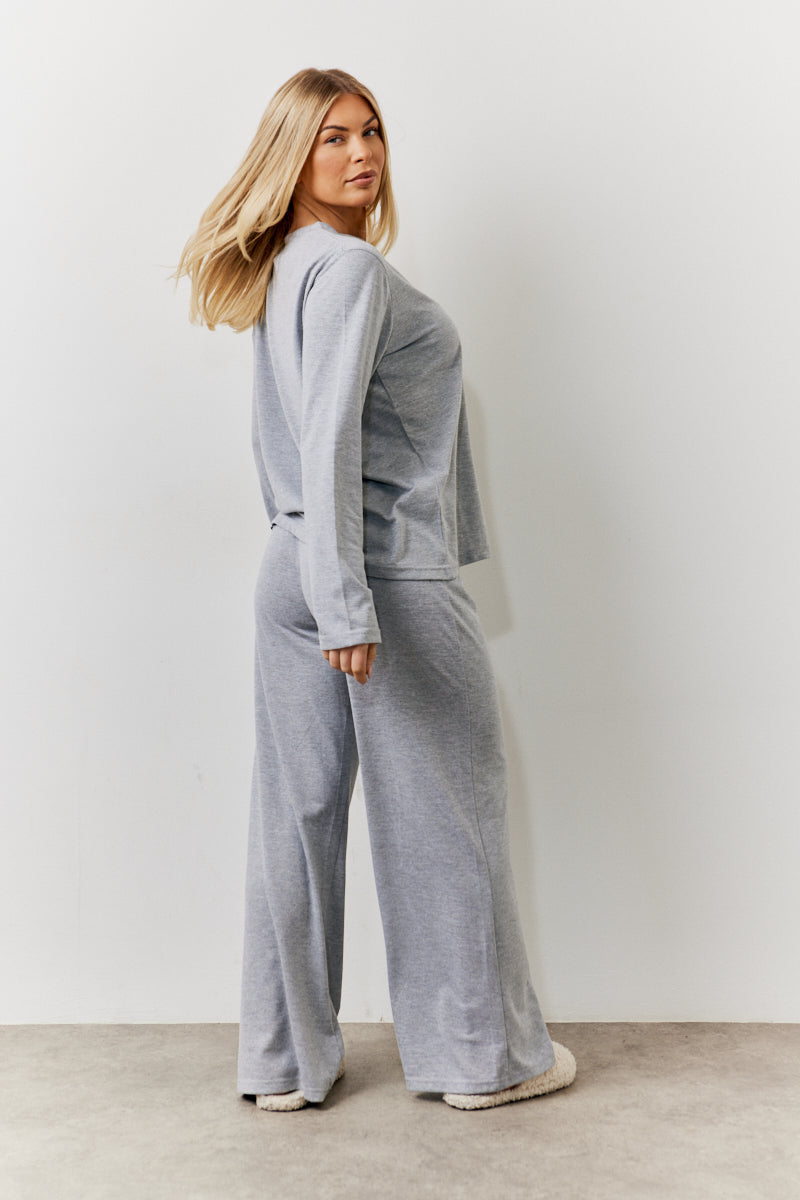 Long Sleeve Top and Trouser Slogan Pj Set