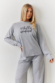 Long Sleeve Top and Trouser Slogan Pj Set