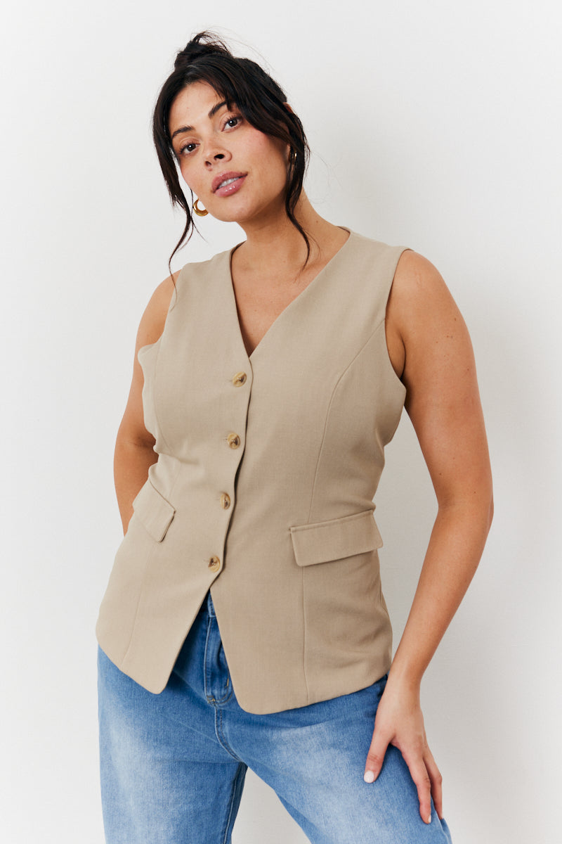 Longline Button Through Waistcoat