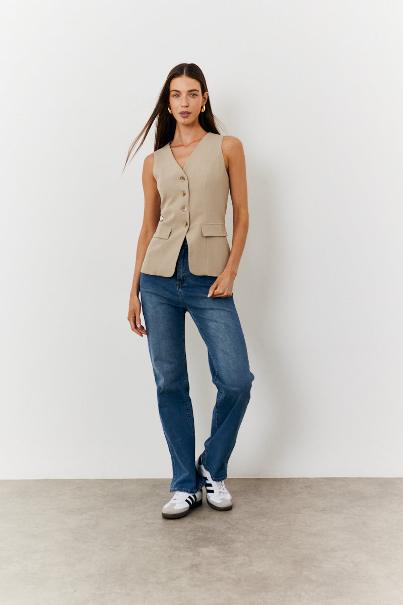 Longline Button Through Waistcoat