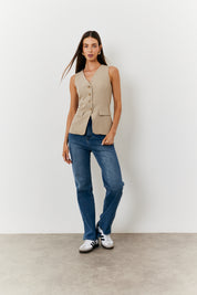 Longline Button Through Waistcoat