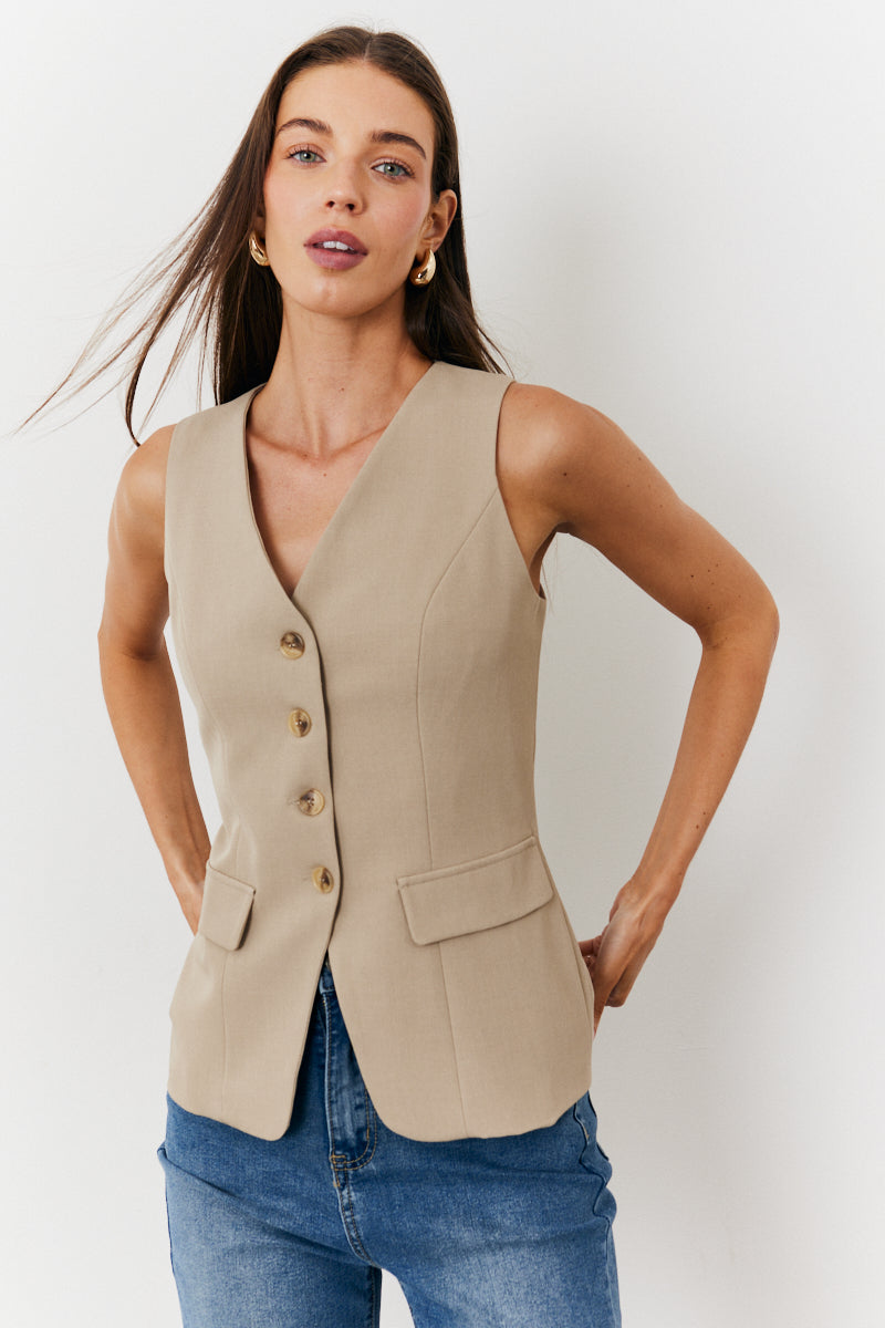 Longline Button Through Waistcoat