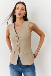 Longline Button Through Waistcoat