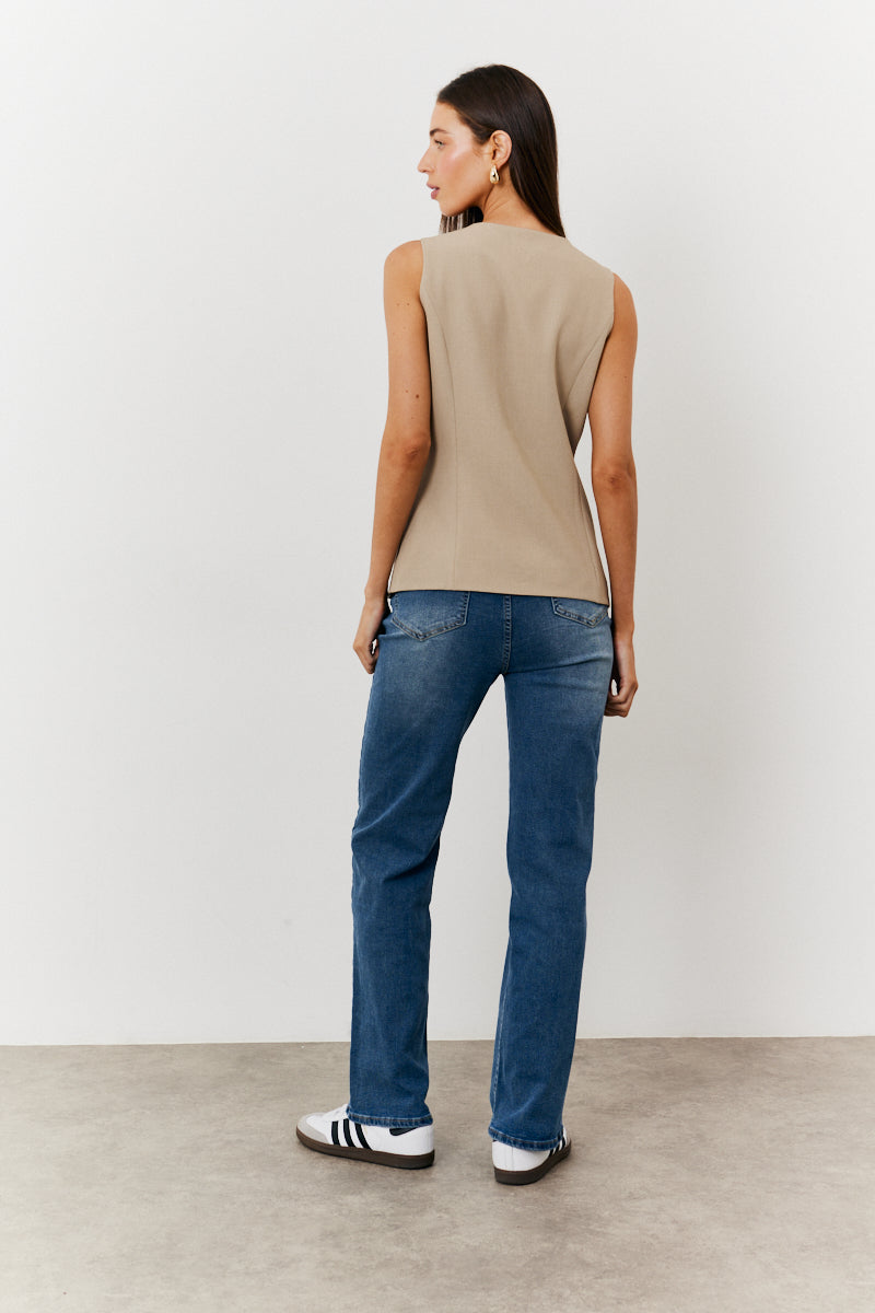 Longline Button Through Waistcoat
