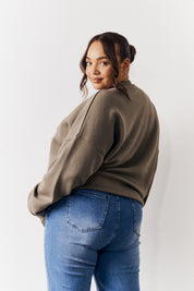 Embroidered Boston Slogan Crew Neck Sweater