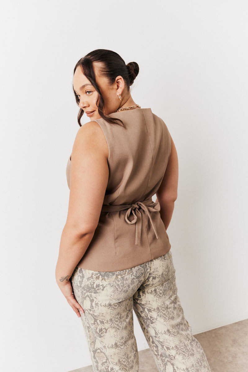 Square Neck Longline Waistcoat