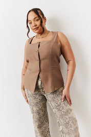 Square Neck Longline Waistcoat