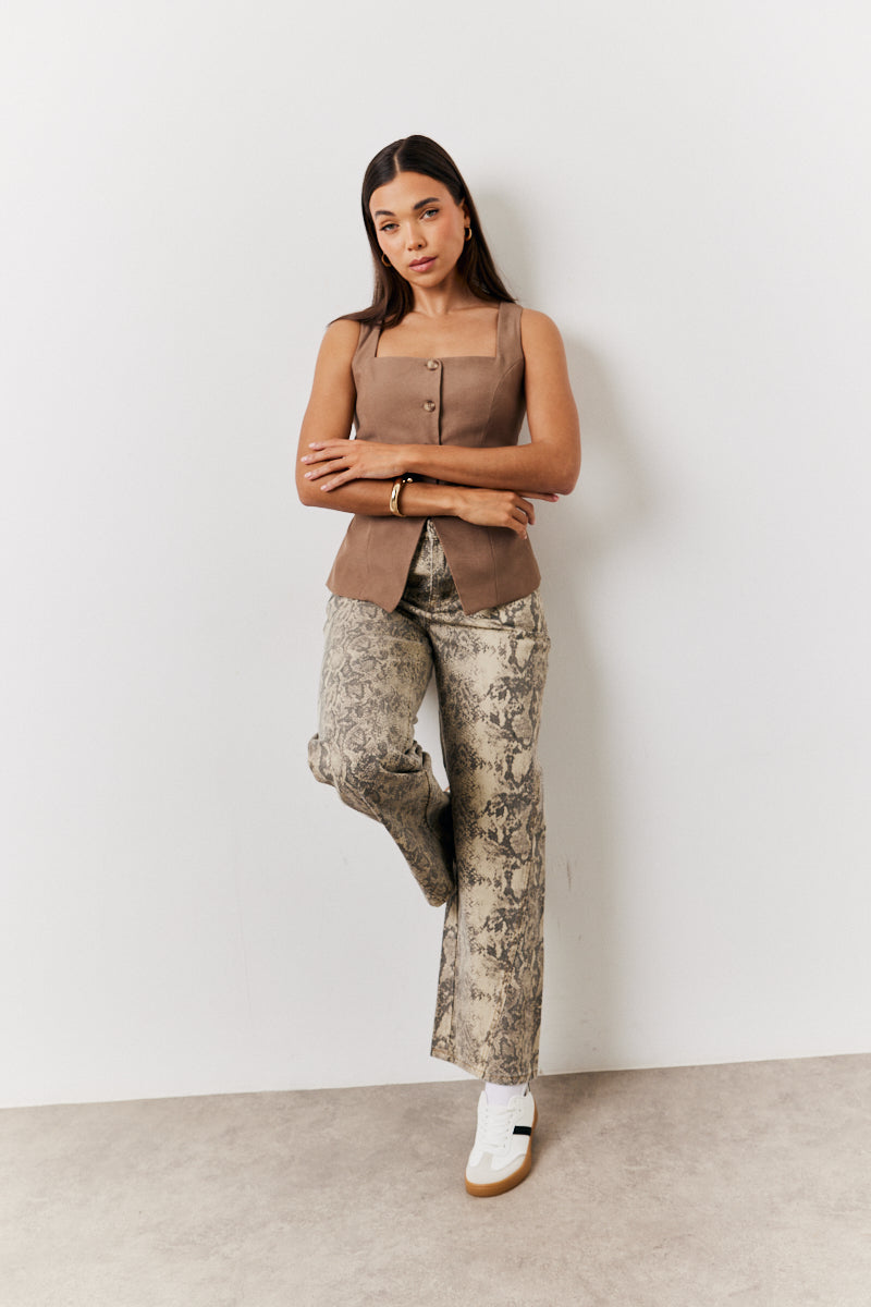 Square Neck Longline Waistcoat