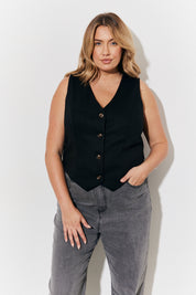 Brushed Tailored Button Through Waistcoat