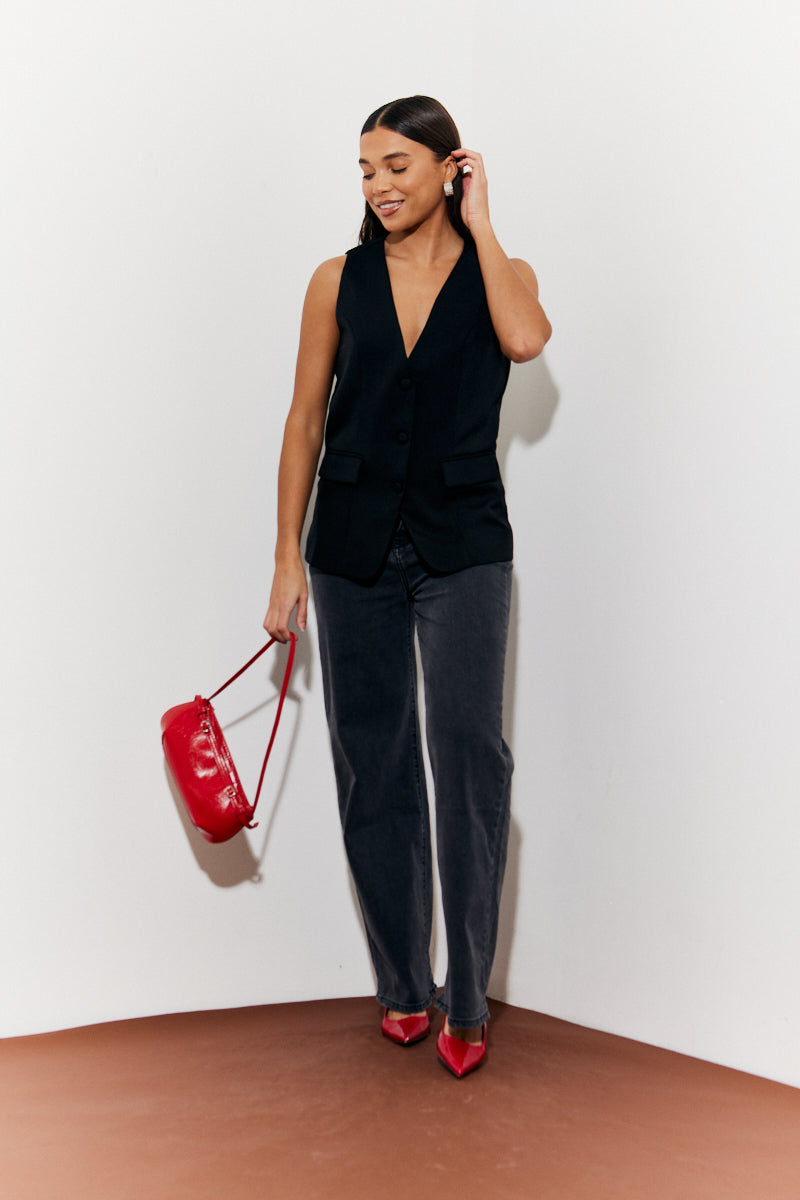 Longline Pocket Detail Waistcoat