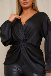Satin Twist Front Top