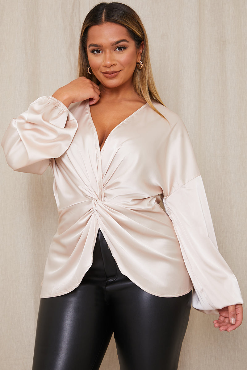 Satin Twist Front Top