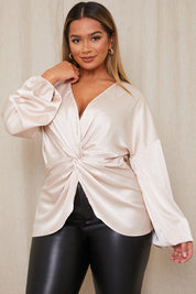 Satin Twist Front Top
