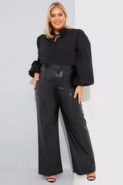 Cotton Puff Sleeve Tie Front Blouse