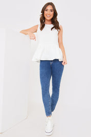 Cotton Sleeveless Peplum Blouse