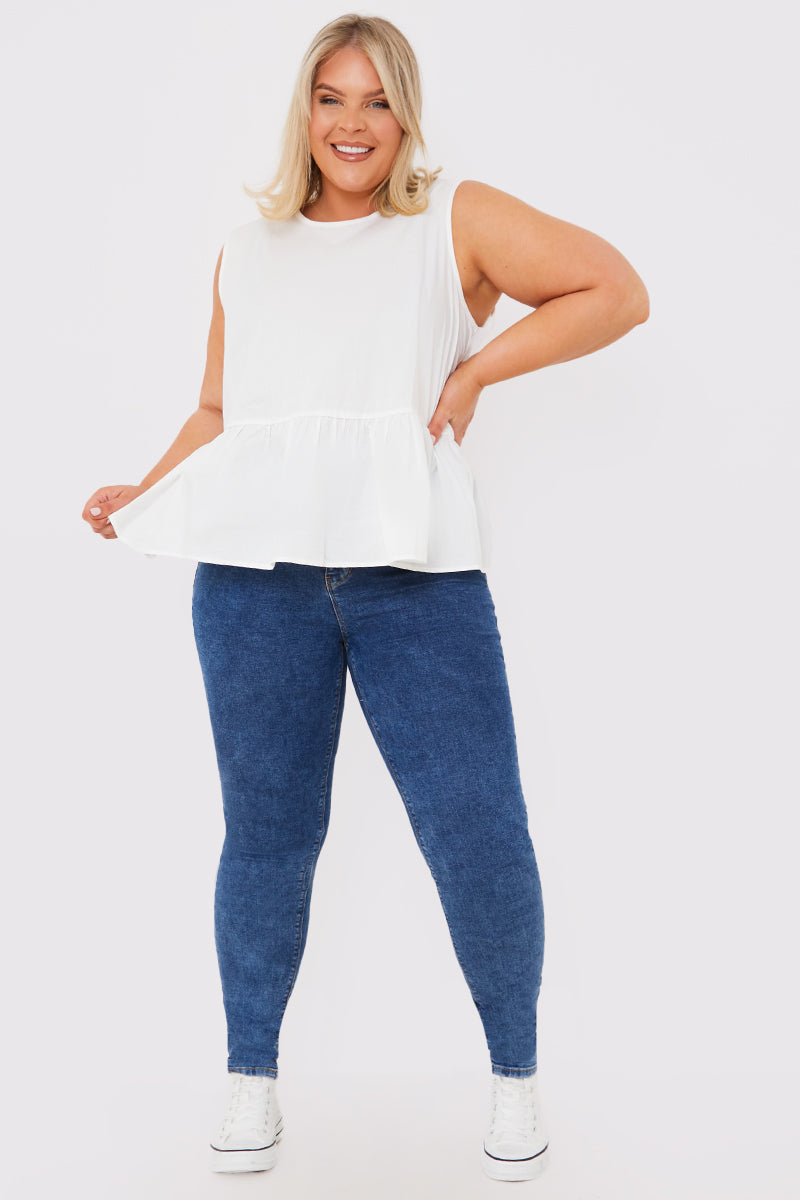 Cotton Sleeveless Peplum Blouse