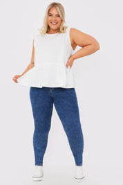 Cotton Sleeveless Peplum Blouse