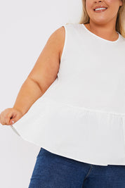 Cotton Sleeveless Peplum Blouse