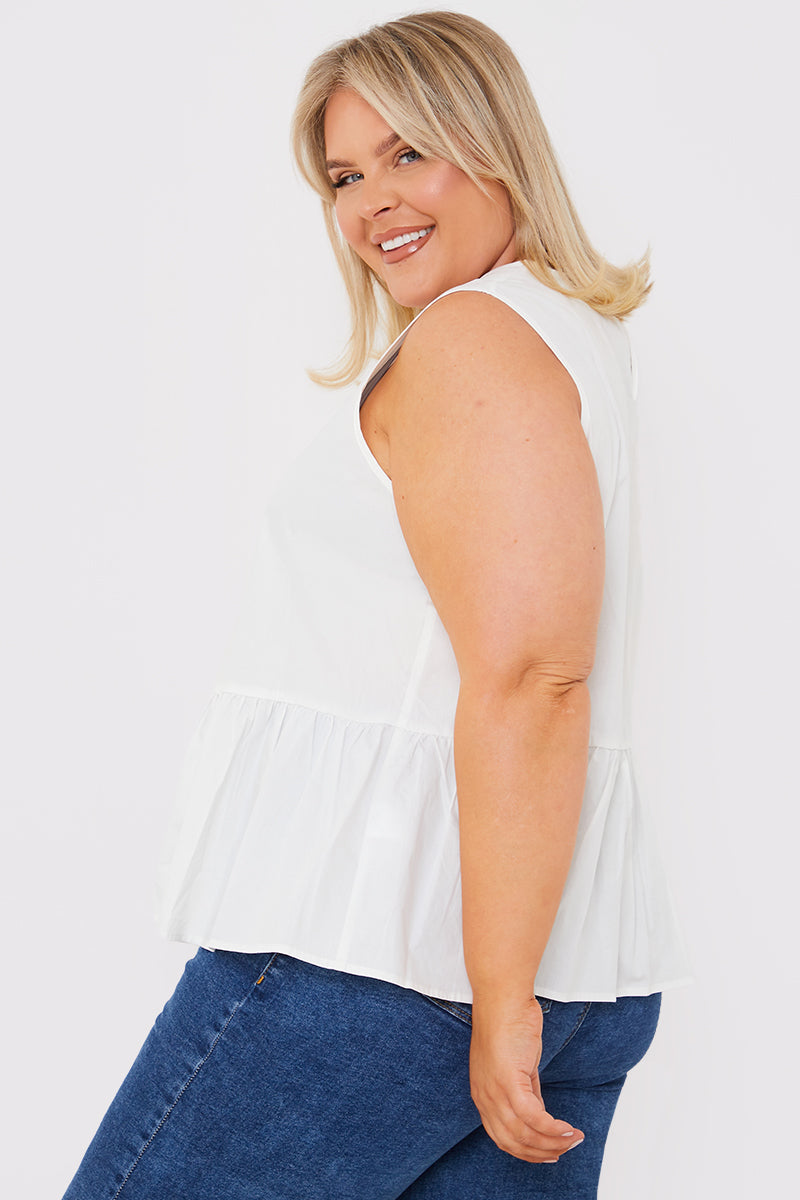 Cotton Sleeveless Peplum Blouse