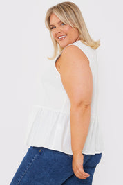 Cotton Sleeveless Peplum Blouse