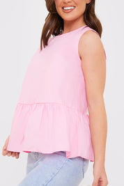 Cotton Sleeveless Peplum Blouse