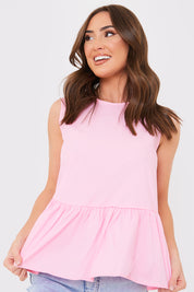 Cotton Sleeveless Peplum Blouse
