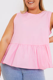 Cotton Sleeveless Peplum Blouse