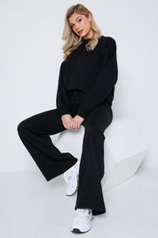 Crew Neck Fleecback Sweater